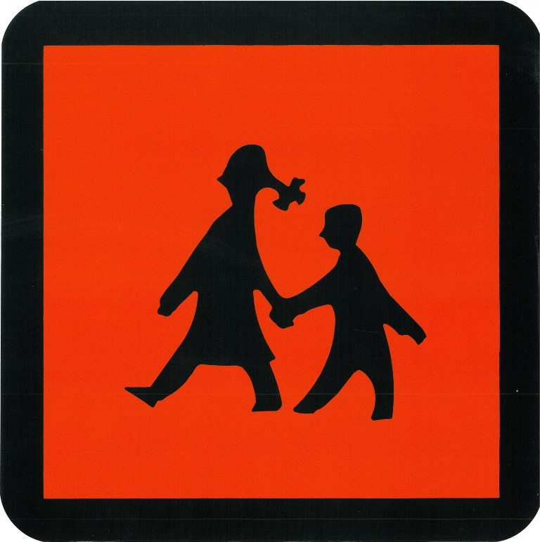 Schulbus-Schild 25x25 cm selbstklebend
