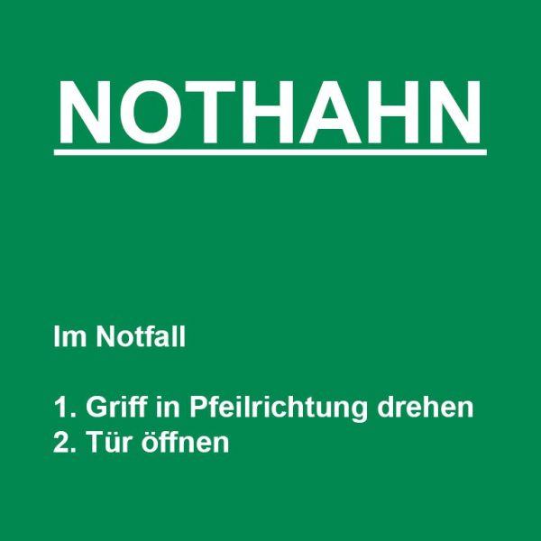 Hinweisschild - Nothahn - 10 x 10 cm